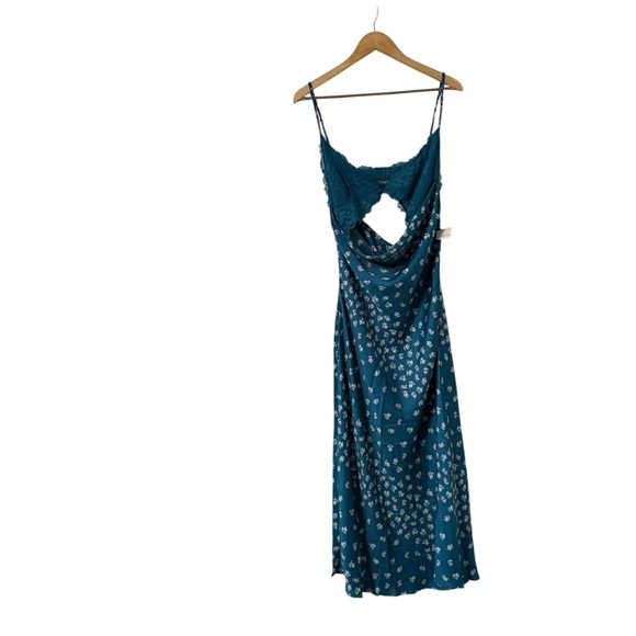 NWT FREE PEOPLE Gossamer Glow Floral Satin Lace Slip Midi Dress - Picture 4 of 10